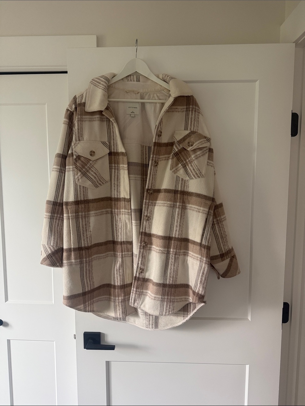 Gentle Fawn Cream & Brown Plaid Shacket